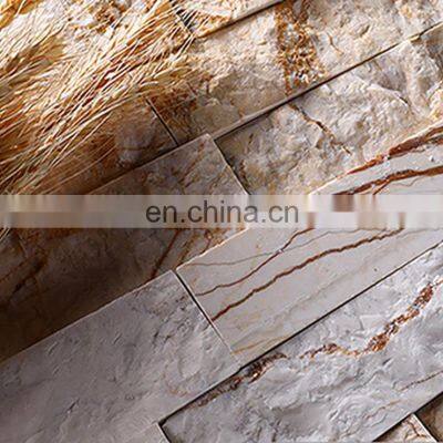 Art Modern Long 3d Stacked Wall Culture Marble Stone Veneer Irregular Panel Wellest m2 Price for Decoration