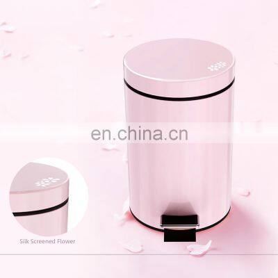 Sakura Blossoms Series 3L Round Shape Dust Garbage Trash Pedal Bin Soft Close Trash Can Waste Bins photo-3