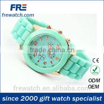 New Fashion Ladies Genewa Silicone Watches With Stone Three Dial Rubber Geneva Watch photo-4