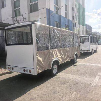 14-seater Semi-enclosed Electric Sightseeing Vehicle / Electric Scenic Area Sightseeing Vehicle With Rain Curtain and Sunshade Curtain photo-4