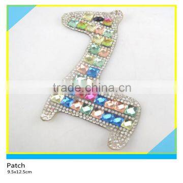 Hotfix Glass Rhinestone Applique Colorful Rhinestone Horse Patch 9.5x12cm