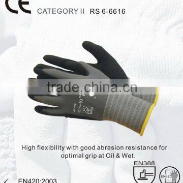 RS SAFETY Assembly Grip and Open Back Softtextile Nitrile Coated Glove for Light Industrial Work Gloves