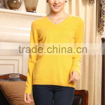 Simple V neck women 100% pure cashmere jumper