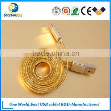 Alibaba wholesale gold kingdom TPE Copper double sided usb cable mobile charger cable for iphone5 iphone6