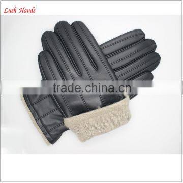 Driving Gloves for Men Fashion Black Goatskin Mens Leather Driving Gloves photo-5