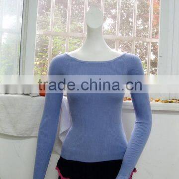 Lady long sleeve knitted pullover, sexy stretchy sweater pullover