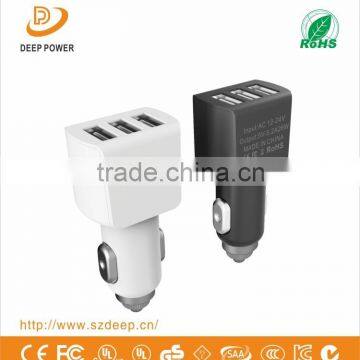 Fashion design starting car charger, 3 USB car charger