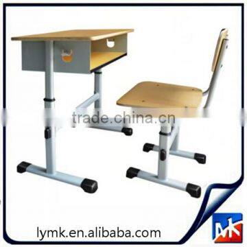 MK Wooden desktop and adjustable steel legs school desks