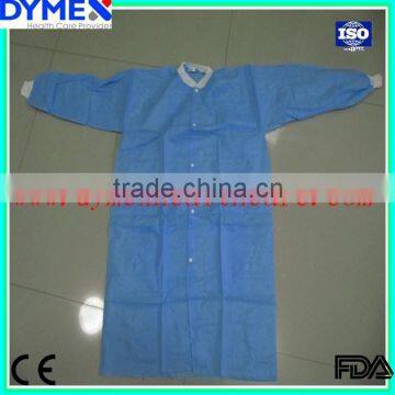 Nonwoven Medical pp Lab Coat With Knitted Collar and Cuffs photo-3