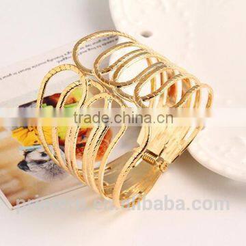 Punk Fashion Gold Plated Wide Bangle Geometry Hollow Cuff Bracelets Adjustable photo-5