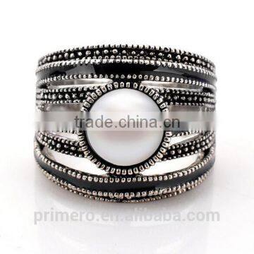 2016 Fashion Vintage Ring Bohemia Designs Imitation Pearl Finger Ring for Girls Men photo-5