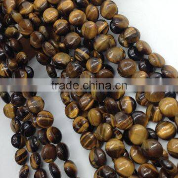 Whole Sale Price 10mm Yellow tiger eye Stone Flat Coin Beads