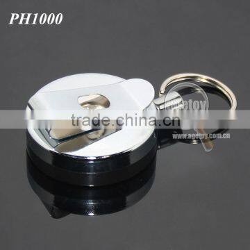 60cm Length Stainless Steel Wire Round Shaped Clips Plastic Metal Retractable Key Ring photo-2