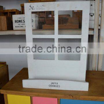 Wood shabby chic wall mail and magazine holder with frame deco
