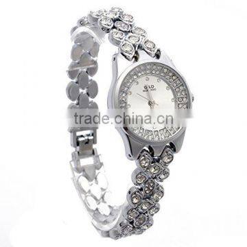 Women's Silver-Tone Stainless Steel Rhinestone Luury Quartz Bracelet Watch Analog Wristwatches