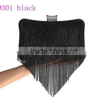 09301 black popular ladies bag, beautiful high quality evening clutch bag