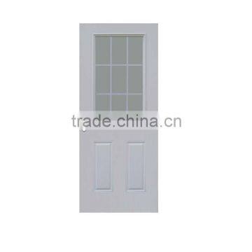 9lite 2 panel steel glass door, glass steel door made in china