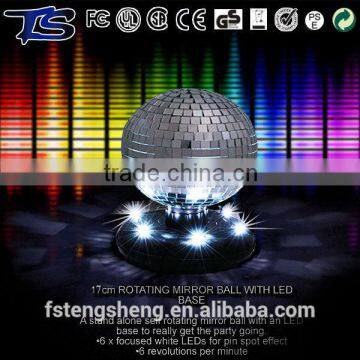 6 inch Disco and Party decor Rotating mirror ball light with 8pcs led base