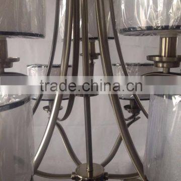 Modern Oval Chandelier Sand Nickel Finish With Two Tiers Grey Shades With Sealing Chandelier photo-3