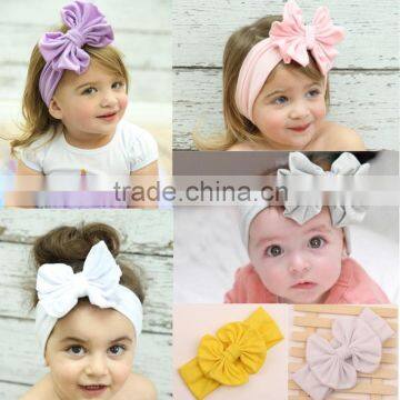 wholesale fashion European hot sale Cotton children bow 9 color elastic headbands