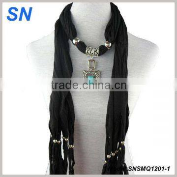 Latest fashion design turquoise pendant scarf