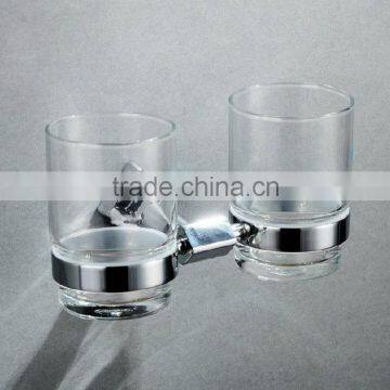 High quality Toothbrush Cup Holder designed stylish Chromed Polish Double Tumbler Holder glass holders