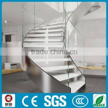 interior prefabricated steel glas curved/spiral s staircase manufacture--YUDI