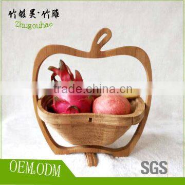 Collapsible Apple Shaped Storage Food-safe Bamboo Fruit Basket