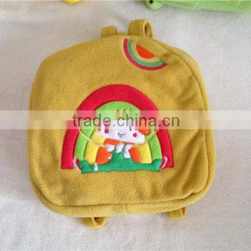 High quality orange embroidered children's micro fleece blanket with backpack 75x100cm