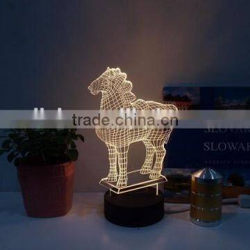 Horse Shape 3D Visual Effect Led Night Light with Aluminum Base