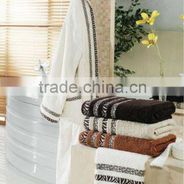 solid color jacquard border bath towel&bathrobe