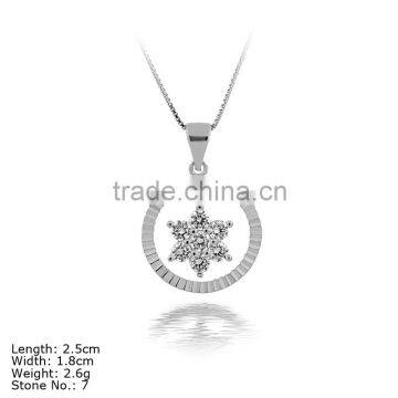 PZA2-091 925 Sterling Silver Jewelry Round Shape Hollow Pendant with Clear Zircon in Star Shape