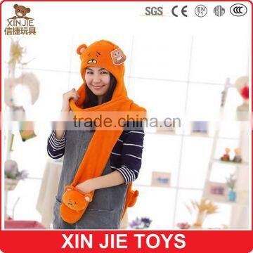 custom made plush animal hat with scarf gloves