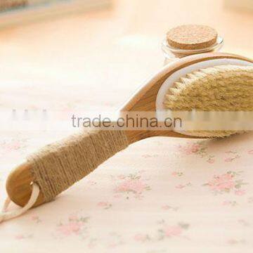 100% Natural bristle wooden bath body brush long handle