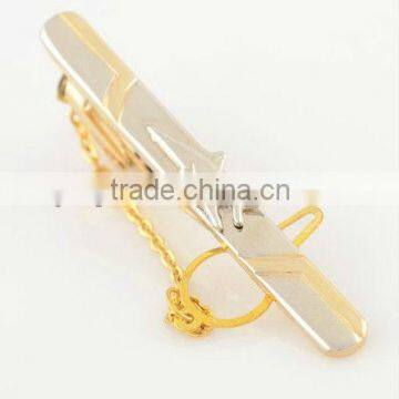 Best seller gold plated tie clip nice tie bar custom tie pin with plane mark