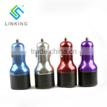 Aluminum Colorful Car Charger With Dual USB Output 5V 2A For Mobile Devices