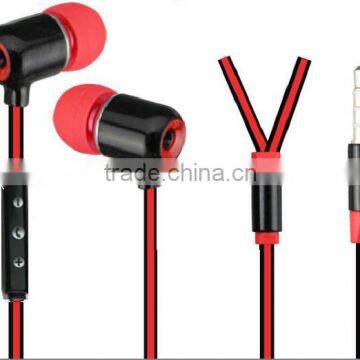 new design flat cable earphone for volume control earphone with mic