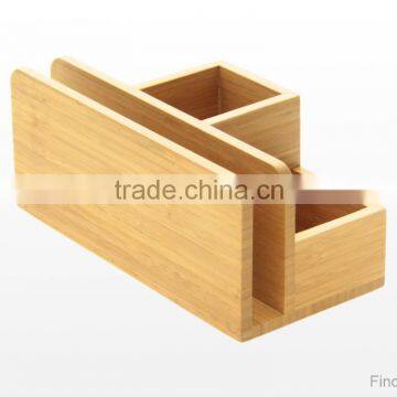 Desk Stationery Organiser - Pen Pencil Letter Rack Holder, Made of Natural Bamboo Storage Box Quality Choice photo-2