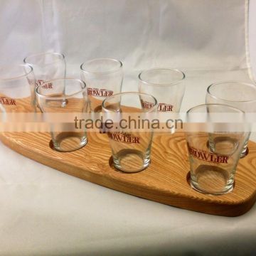 new design Beer Tasting Flight Set with Paddle for 8 Mini Glasses Beer Tasting Serving Paddle                        
                                                Quality Choice