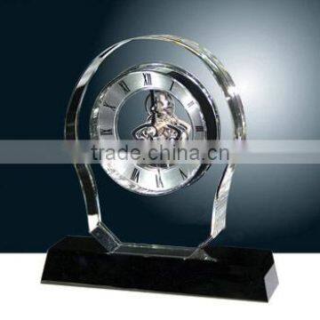 High Quality K9 Crystal Mechanical Clock With Logo Engraved For Business Gift