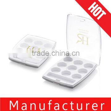 Transparent plastic 9 color eye shadow palette packaging