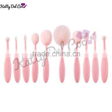 hottest selling oval makeup brush set 10pcs