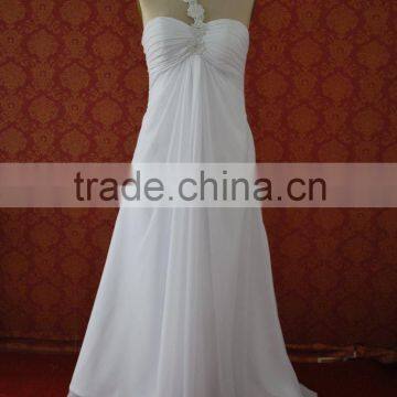 (MY0026) MARRY YOU Casual One Shoulder Backless Flowing Chiffon Beach Wedding Dress