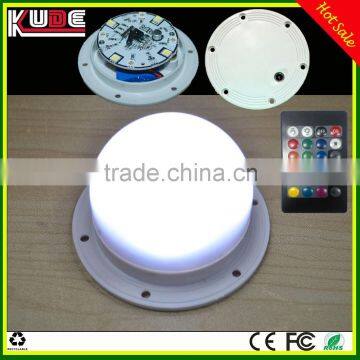 SMD RGB lamp battery powered round LED light base with remote control