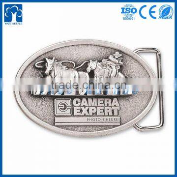 Customized antique silver solid horse belt buckle