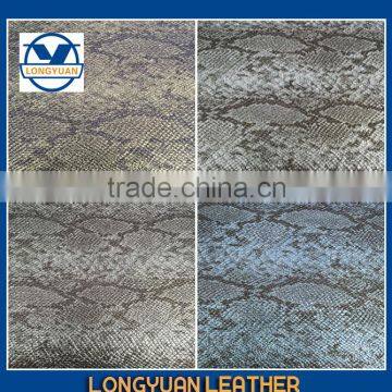 Shinny Snake Skin Synthetic Leather for Shoes Animal Skin Leather photo-3
