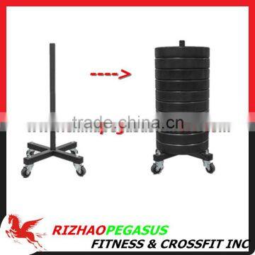 Steel Bumper Plate Stacker with wheels