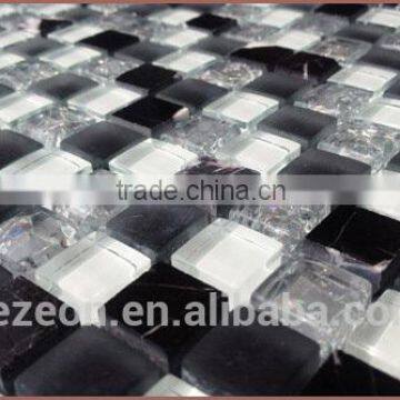 Black and white crystal glass mosaic tile for bathroom