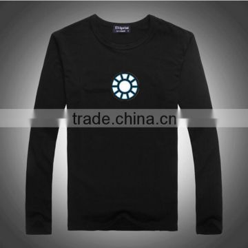 Hot sell Long sleeve sound activated and programmable ironman1 led t shirt with 4pcs battery pack