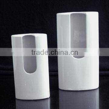 Unique white ceramic vase